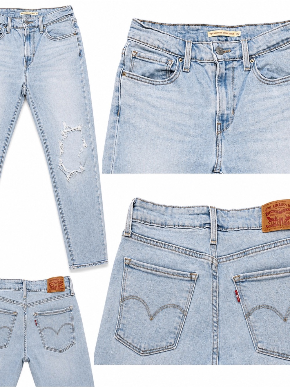 Levi's Light Wash Skinny Jeans with Knee Distress